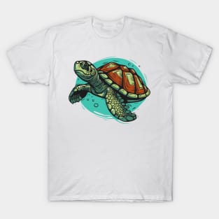 Beautiful Sea Turtle || Vector Art Illustration T-Shirt